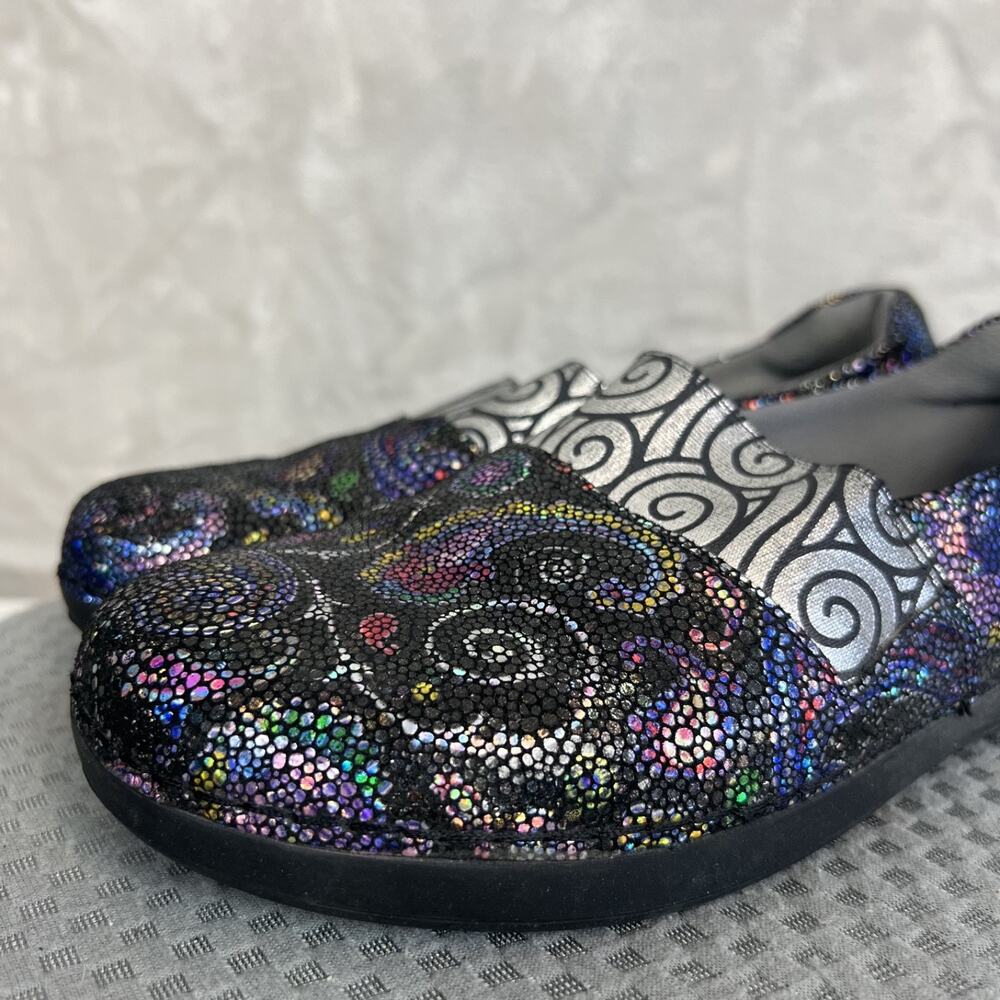 Alegria Glee Comfort Shoes Womens 39 US 9 Black Leather Swirl Slip On Comfort - Picture 5 of 13